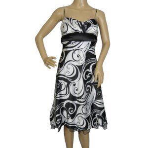 Majora Empire Waist Tie-Back Black and White Dress